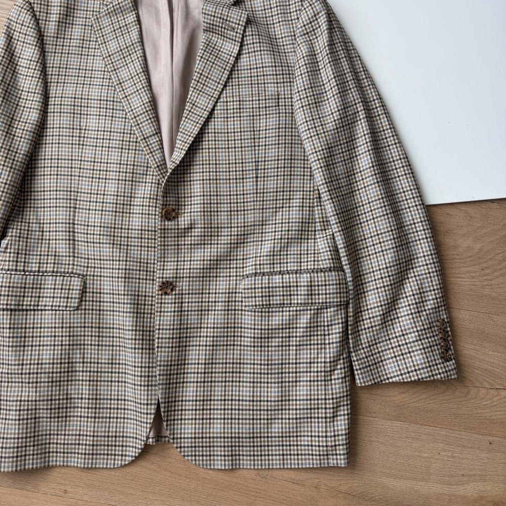 VTG Burberry London 42 Reg Blazer Bond Street Silk Wool Cotton Check Sport Coat - Picture 3 of 10